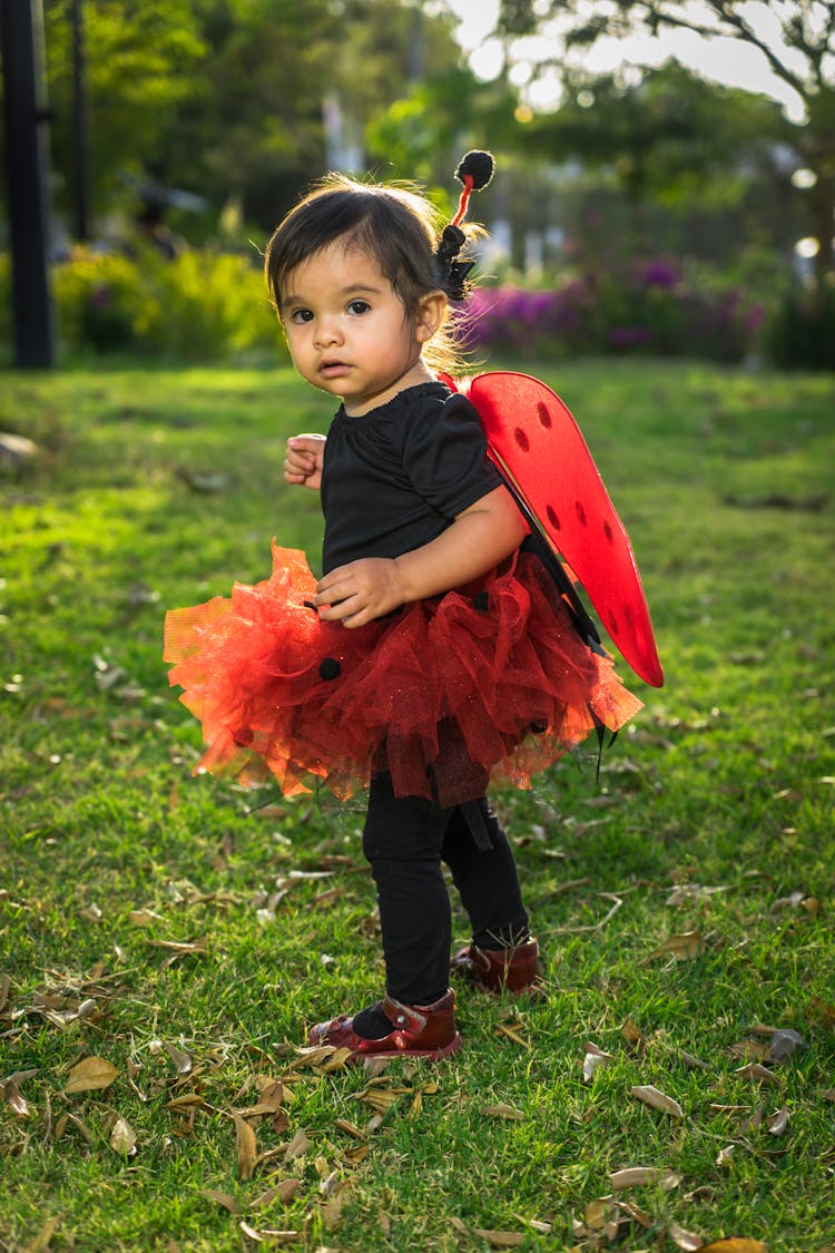 Pretty Girl Wearing Red Tulle Skirt