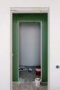 Empty apartment with painted wall during renovation process