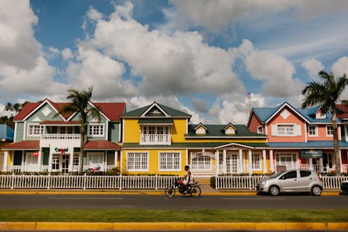 Free A Photo of Colorful Wooden Houses Stock Photo