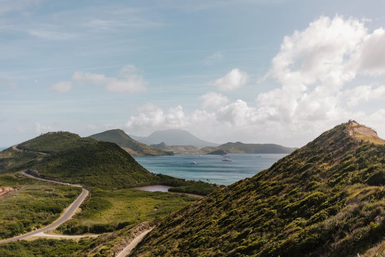 Green Mountains Near The Ocean