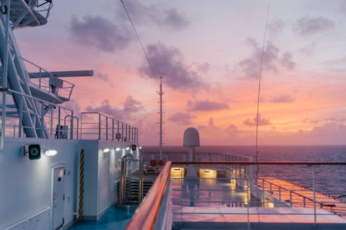 View of the Beautiful Sunset from the Deck of a Cruise Ship