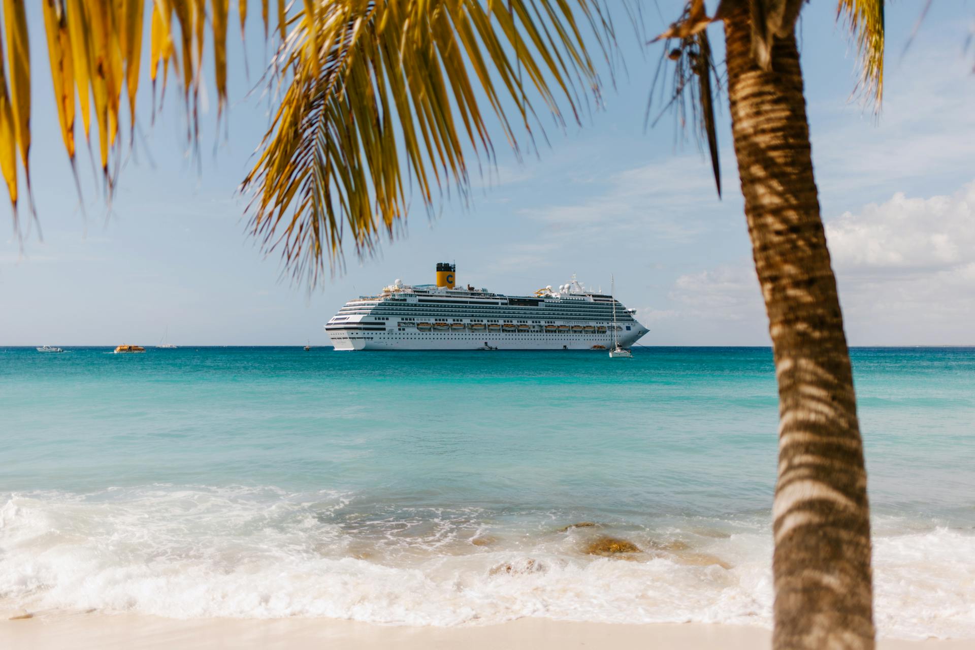 White Cruise Ship Sailing on the Sea