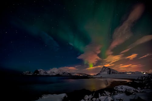 Ilmainen kuvapankkikuva tunnisteilla aurora borealis, järvi, lumi Kuvapankkikuva