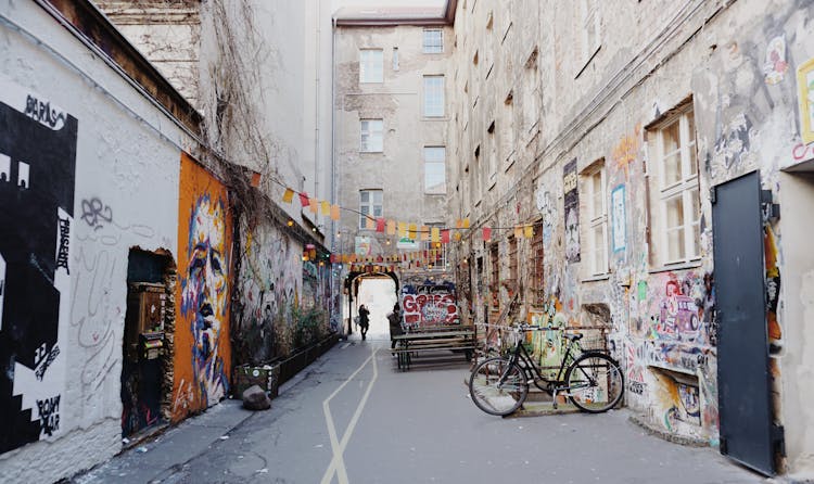 Urban Backyard With Graffiti Walls