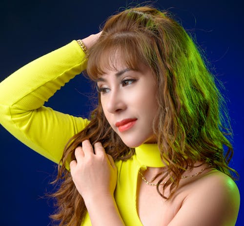 Portrait of Woman in Neon Green Dress