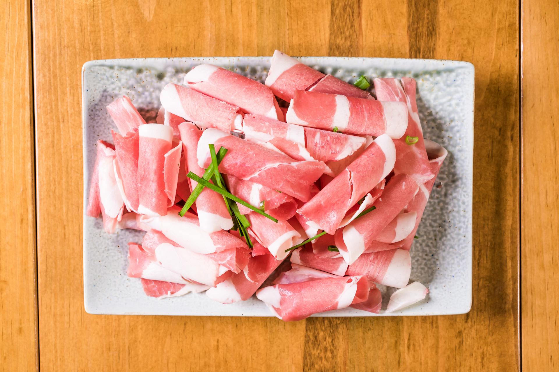 Raw Meat on Ceramic Plate