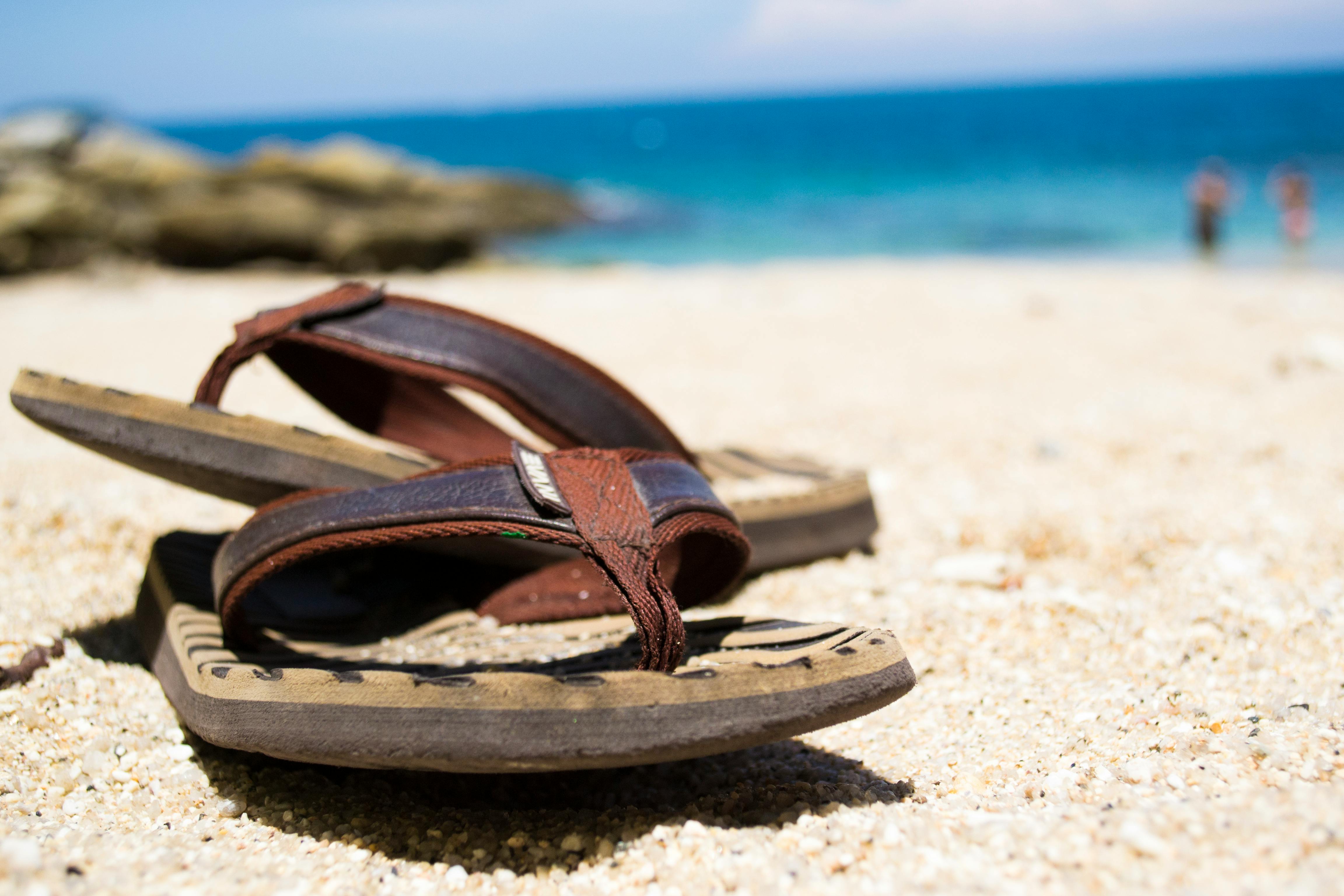 Free stock photo of beach, flip-flops, sand