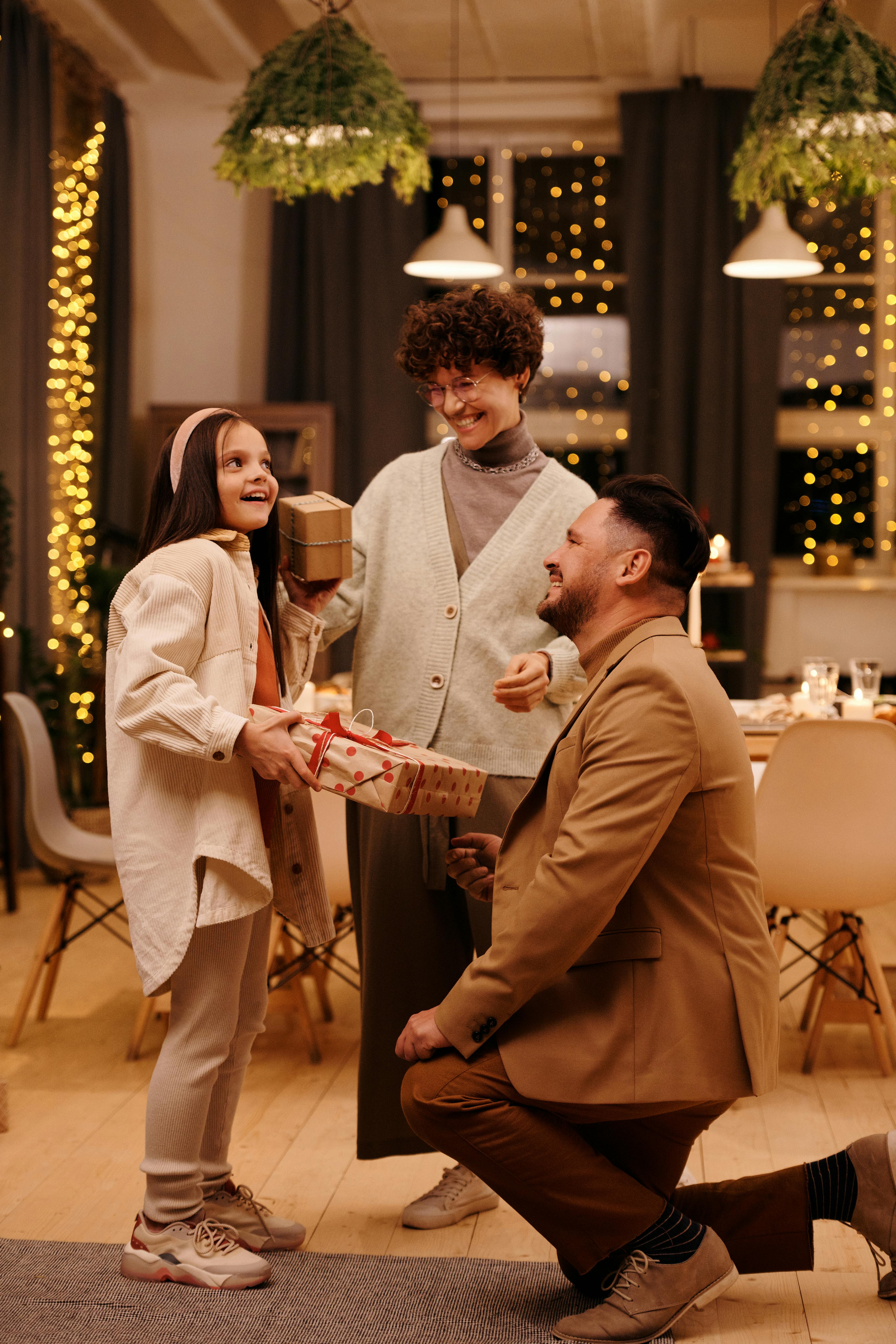 family celebrating christmas together