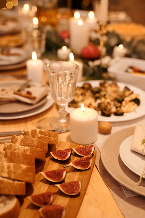 Free Food Served on Christmas Dinner Stock Photo