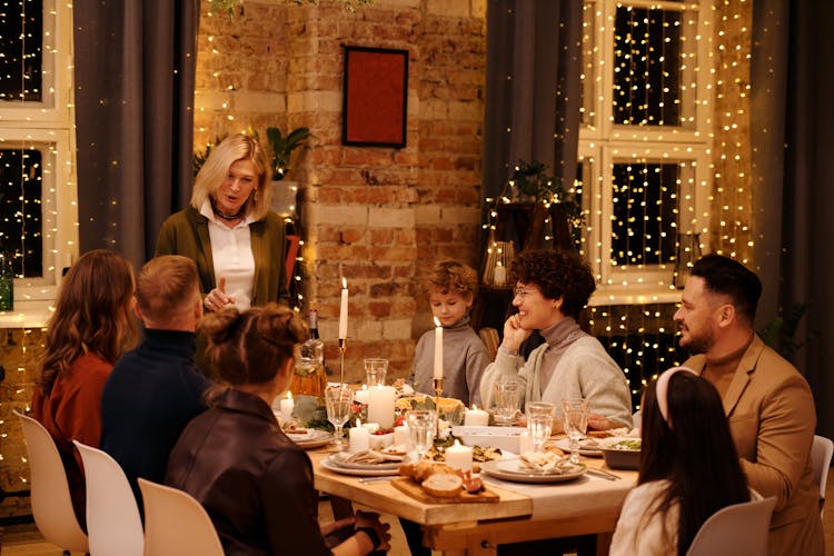 Family Having A Christmas Dinner Together