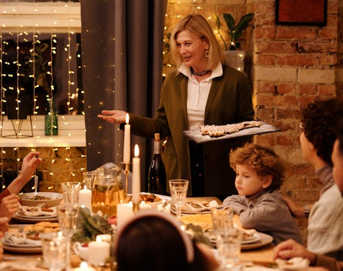 Free Family Having a Christmas Dinner Together Stock Photo