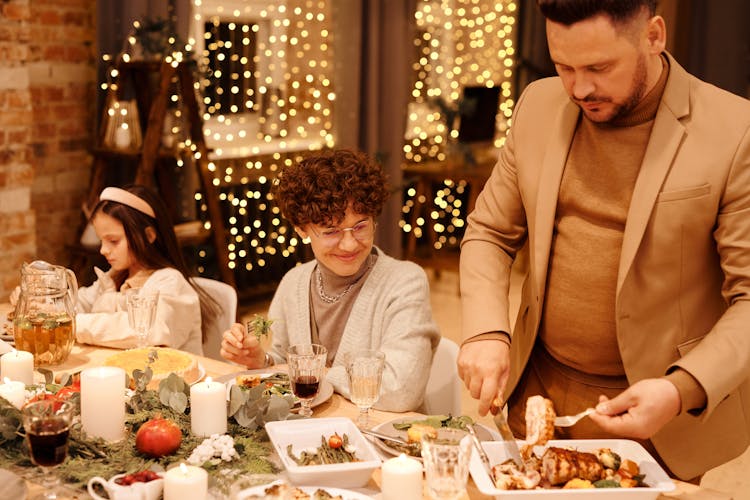 Family Having A Christmas Dinner Together