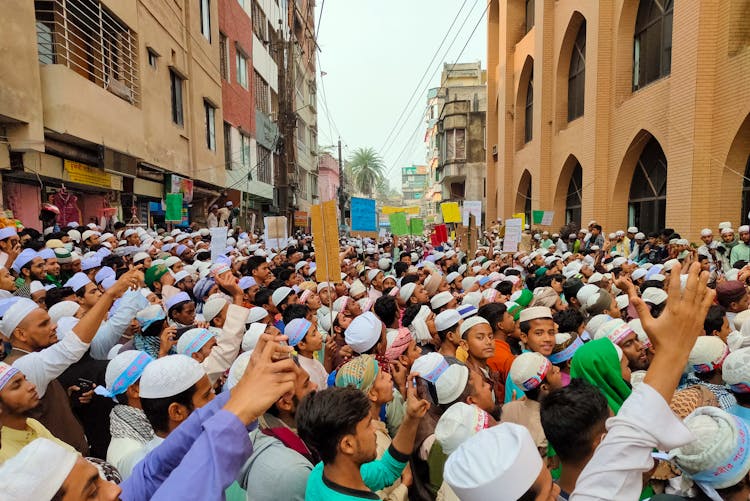 Men In Traditional Wear Doing A Protest 