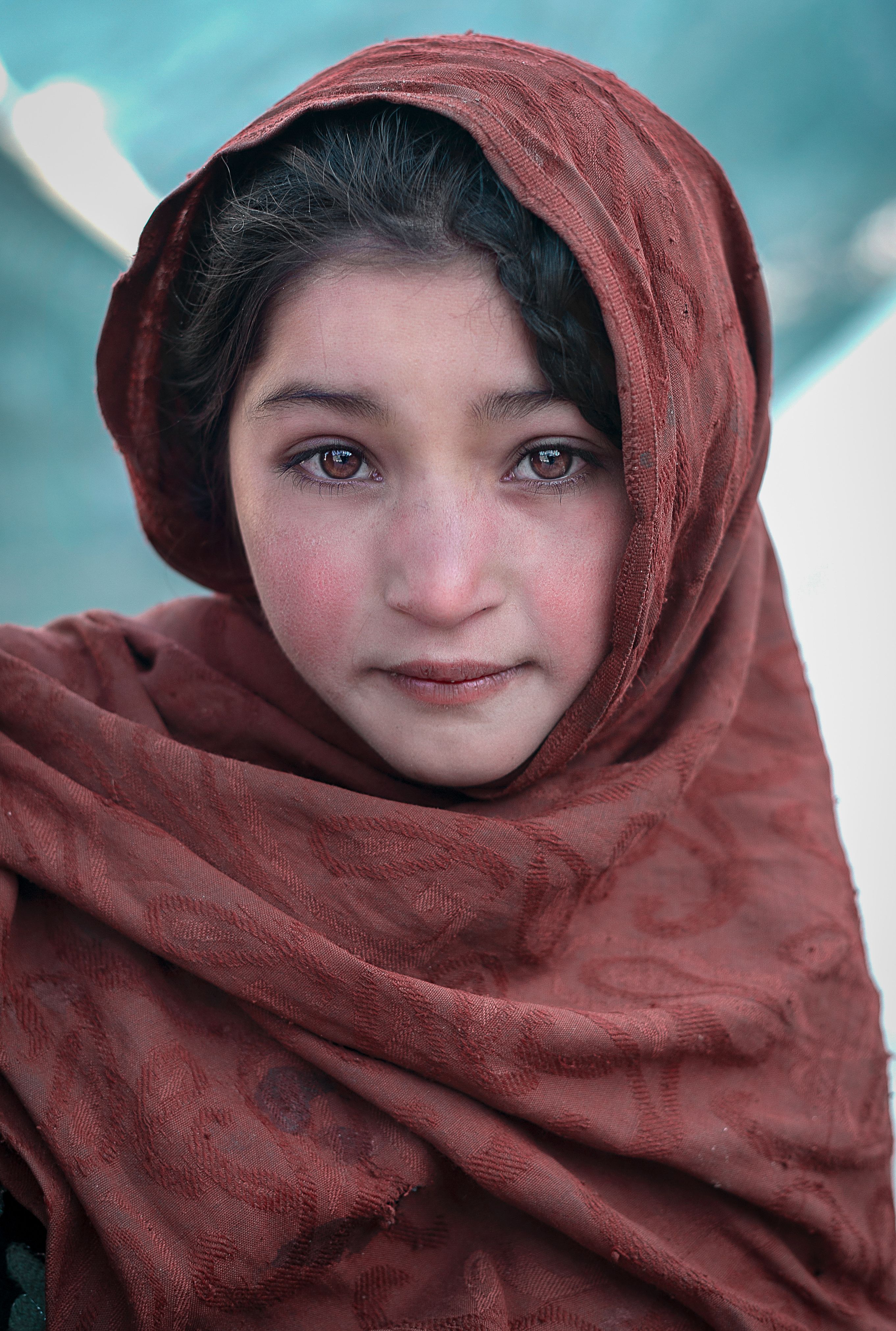 Woman with Brown Eyes Wearing a Brown Hijab · Free Stock Photo