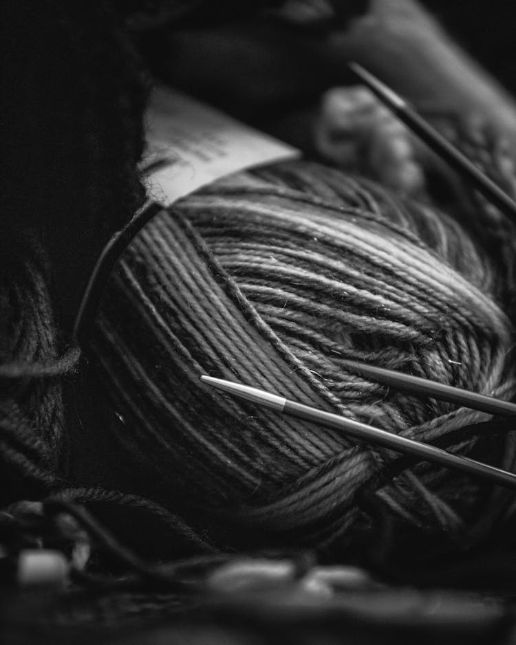 Close-up Of Knitting Yarn And Needles