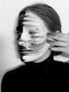 Sad woman with smeared makeup