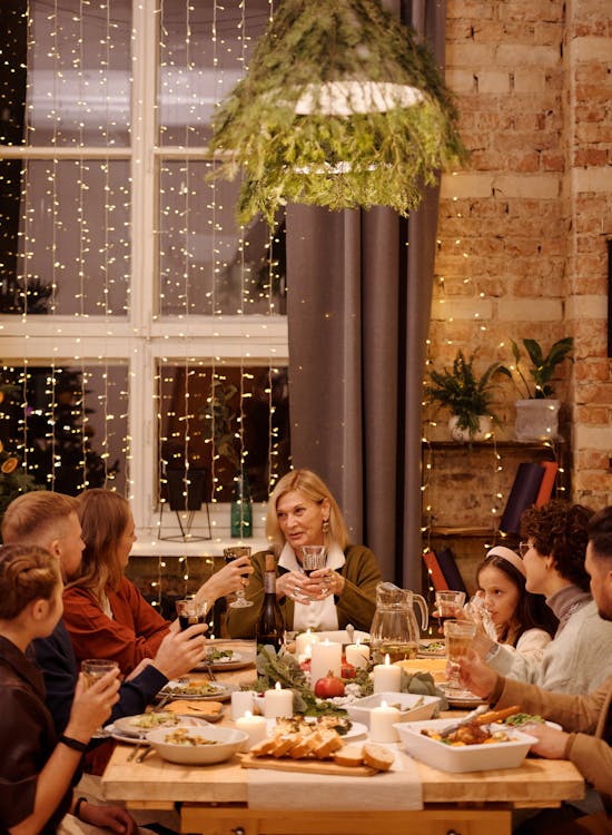 Family Having a Christmas Dinner Together