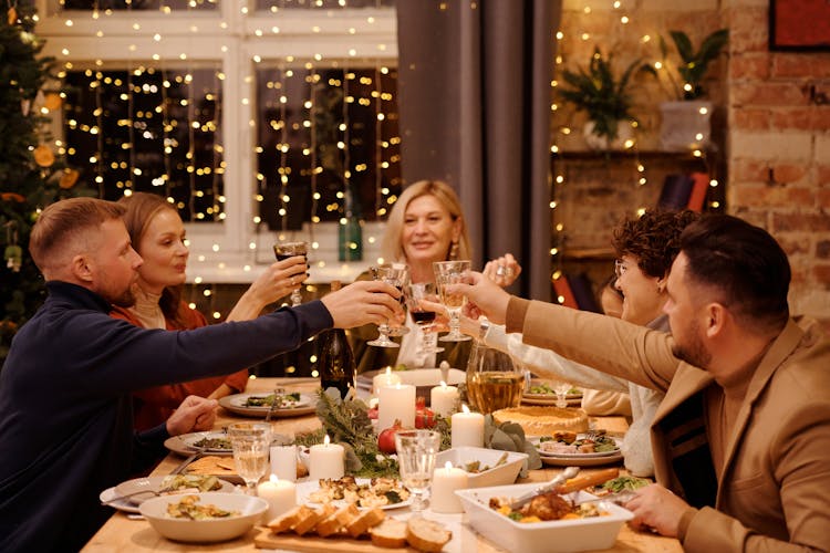 Family Having A Christmas Dinner Together