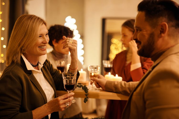 Man And Woman Happily Talking To Each Other