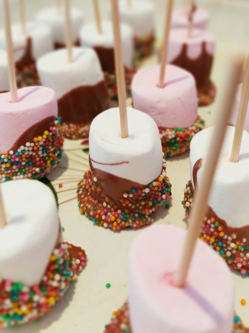 A Close-Up Shot of Marshmallows on a Stick