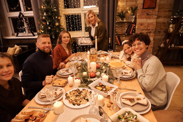 Family Celebrating Christmas Dinner