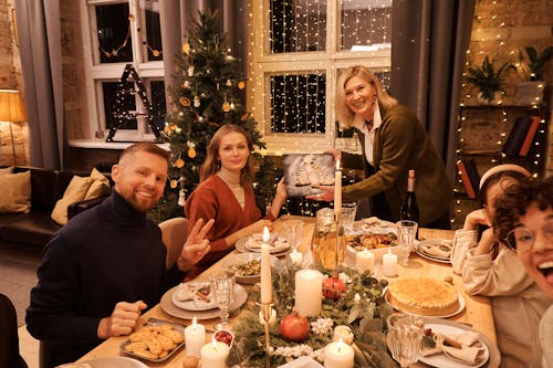 Family Having a Christmas Dinner Together