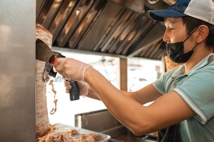 A Man Making Shawarma