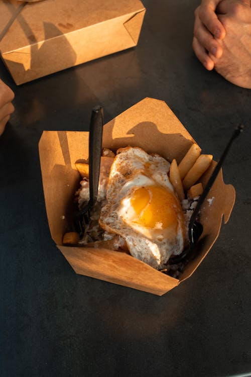 Free Food in Take Out Box Stock Photo