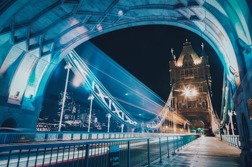 Free Time Lapse Photo of Tower Bridge During Night Stock Photo