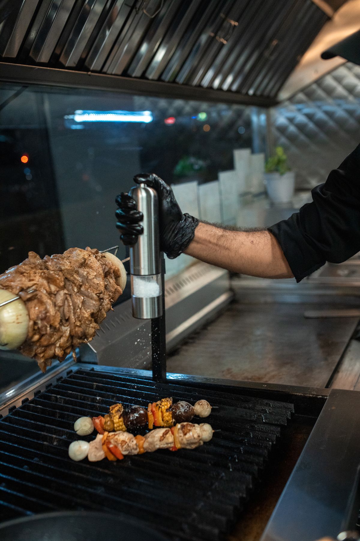 Commercial chargrill in a professional kitchen