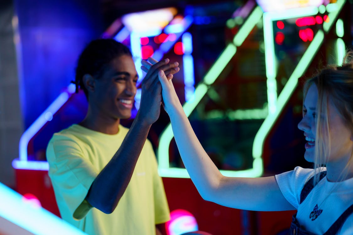 Free Friends Giving High Fives Stock Photo