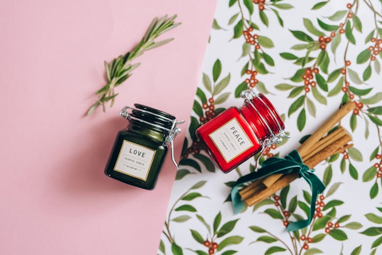 Overhead Shot Of Scented Candles