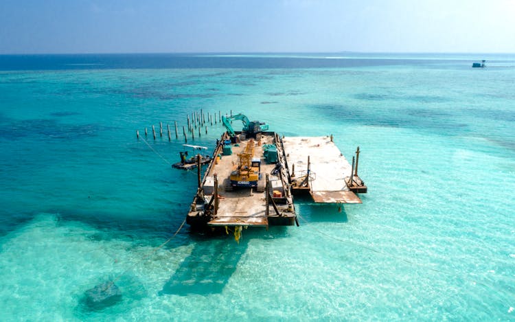 Aerial View Of Barge On Ocean