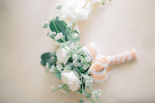 Delicate wedding bouquet of fresh flowers