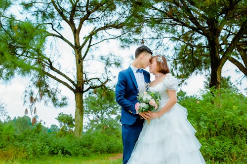 Portrait of Bride and Groom in Park