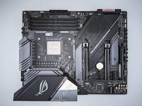 Close-up of Computer Motherboard on White Background