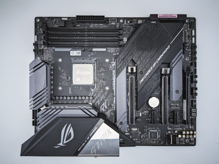 Close-up Of Computer Motherboard On White Background