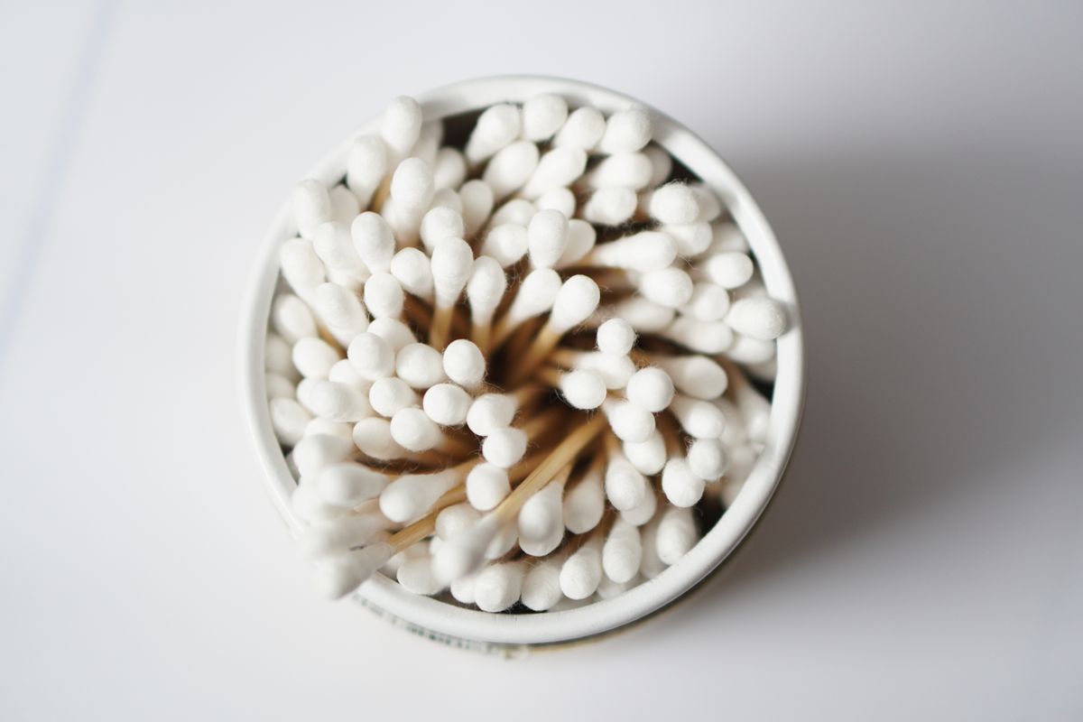 Cotton buds in a container