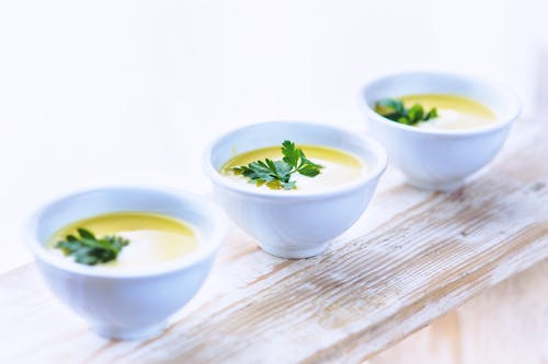 Free Leek and potato soup with parsley Stock Photo