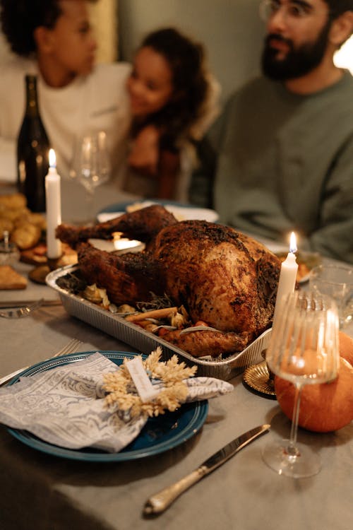 Roasted Meat on Silver Disposable Tray