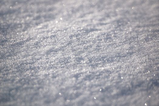 Detailed view of shimmering snow with sunlight reflecting on the surface, creating a sparkling texture.