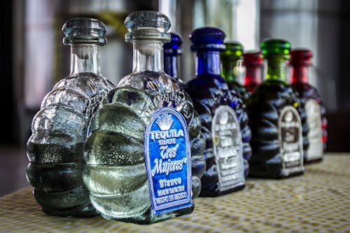 Free Different Color Tequila Bottles Stock Photo