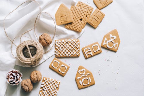 Parts of a Gingerbread House with Frosting