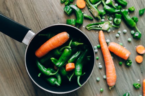 Carrots and Green Chili Peppers