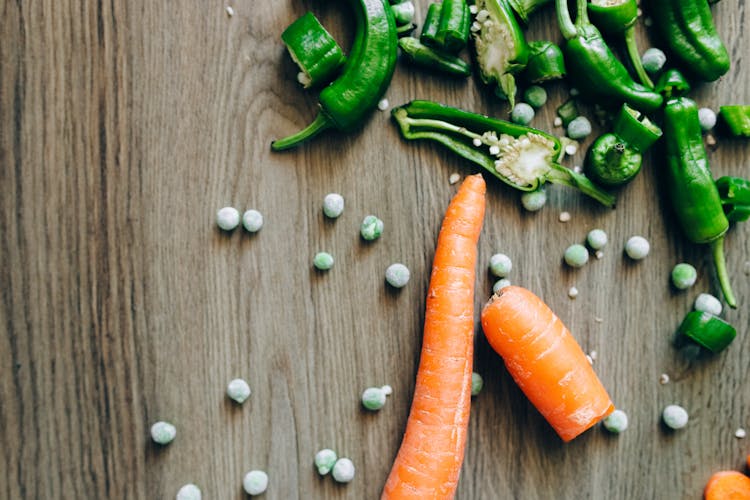 Raw Carrots And Peas