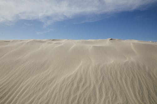 Désert Sec De Sable Sous Un Ciel Nuageux Bleu