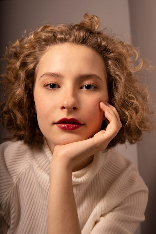 Portrait of a Pretty Woman with Short Hair