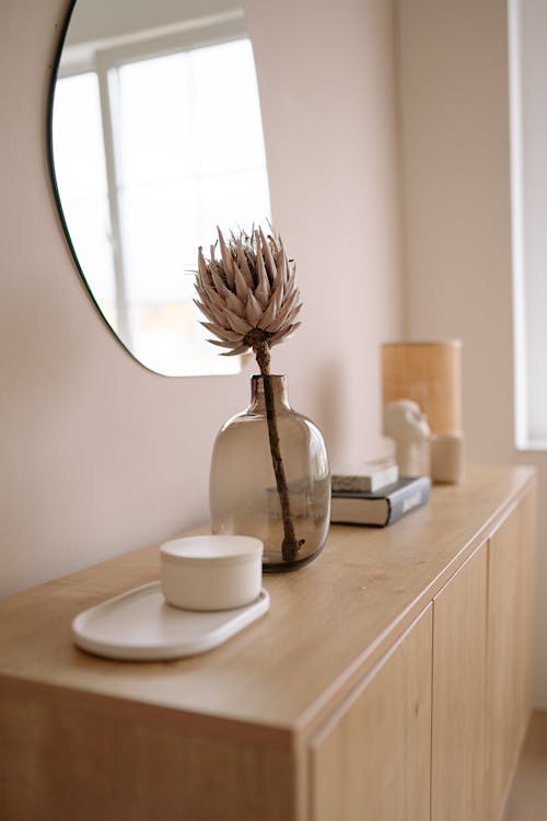 A Dried Flower in a Glass Vase