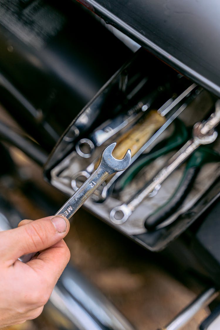 A Person Holding A Wrench