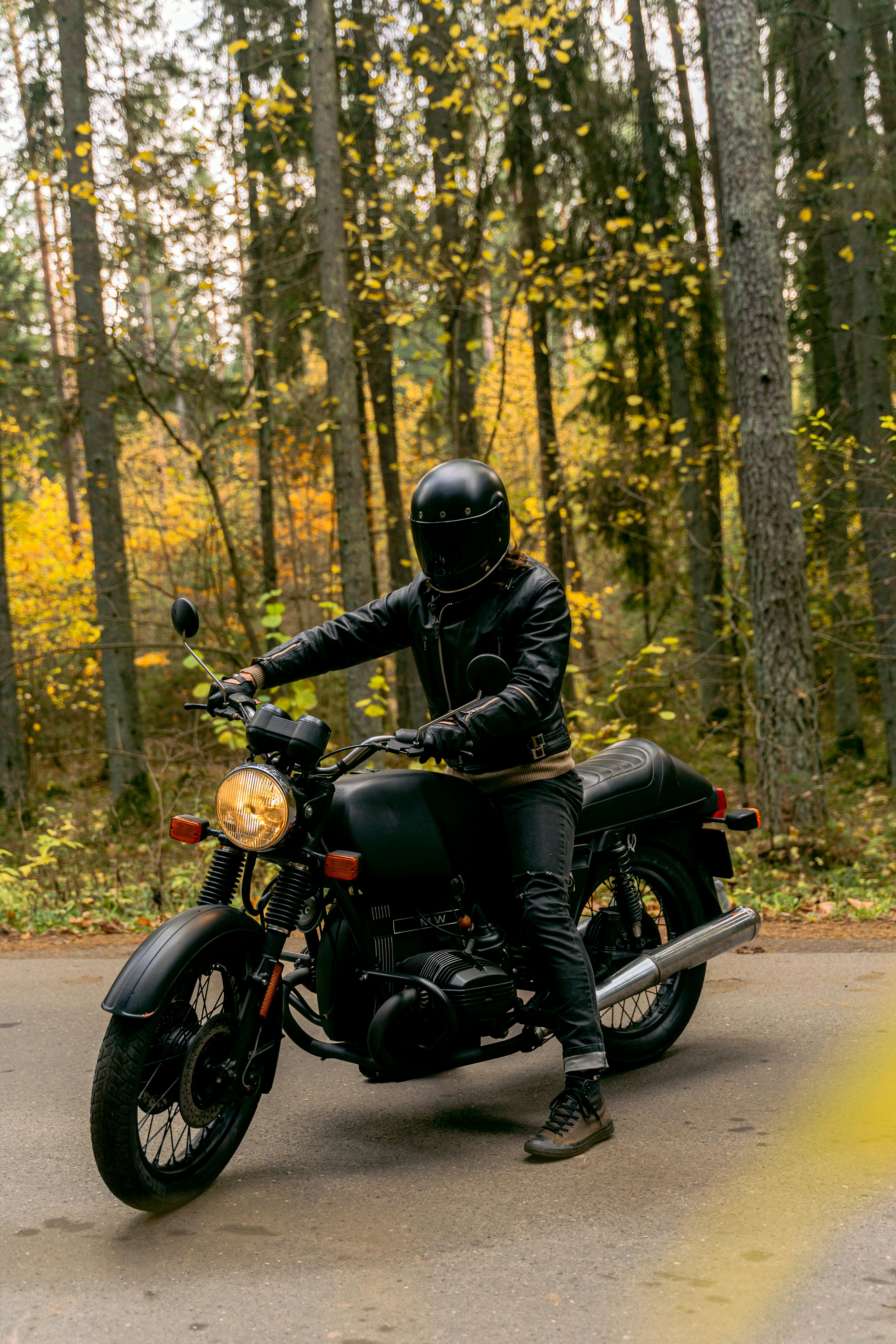 Man in Black Leather Jacket Riding Black Motorcycle · Free Stock Photo